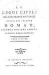 Jean Domat - Le leggi civili nel lor ordine naturale - Venezia, Zatta, 1802/04