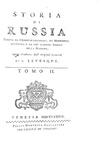 Levesque - Storia di Russia tratta da croniche originali - Venezia 1784 (prima edizione italiana)