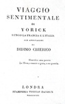 Ugo Foscolo - Laurence Sterne - Viaggio sentimentale di Yorick - Londra 1823