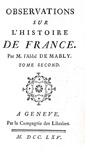 Mably - Observations sur l'histoire de France - A Geneve 1765