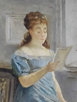Eugenio Cabella - Giovane donna che legge. Studio pittorico su Giuseppe Sciuti - 1884 (olio su tela)