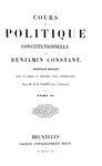 Storia delle costituzioni: Benjamin Constant - Cours de politique constitutionelle - Bruxelles 1851