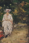 Raffaele Ragione - Dame in lettura al Parc Monceau - 1910 circa (olio su tela con expertise)