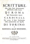 Relazione storica sulla vertenza tra Piemonte e Santa Sede - Torino 1731 (prima edizione)