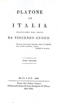 Vincenzo Cuoco - Platone in Italia - Milano 1806 (rara prima edizione con inserto manoscritto)