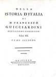 Un classico della storiografia italiana: Francesco Guicciardini - Della istoria d'Italia - 1775