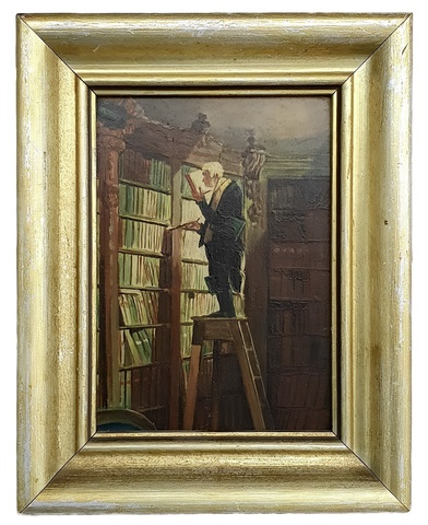 Carlo Spitzweg (after) - Der Bücherwurm (Il topo da biblioteca) - fine XIX secolo (olio su tavola)