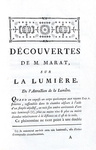 Jean Paul Marat - Decouvertes sur feu, electricite', lumiere - 1779/80 (due rare prima edizone)