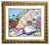 Athos Faccincani - La bellezza di Positano e il racconto dei libri antichi - 2022 (olio su tela) Athos Faccincani - La bellezza di Positano e il racconto dei libri antichi - 2022 (olio su tela)
