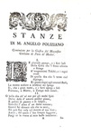 Angelo Poliziano - L'elegantissime stanze  e La favola di Orfeo - Padova, Giuseppe Comino 1749-51