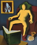 Mark Kostabi - Remote viewing - 2004 (olio su tela - con autentica diretta dell'artista su foto)