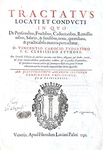 Vincentius Carocius - Tractatus locati et conducti - Venetiis 1592 (edizione in folio)