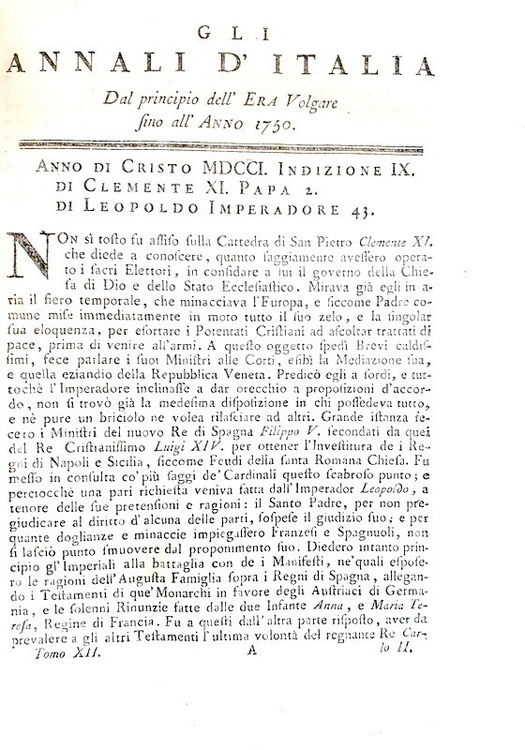 Un caposaldo della storiografia Ludovico Antonio Muratori Annali d