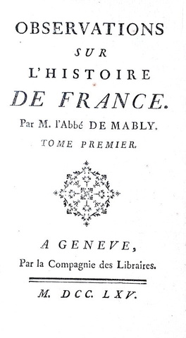 Mably - Observations sur l'histoire de France - A Geneve 1765