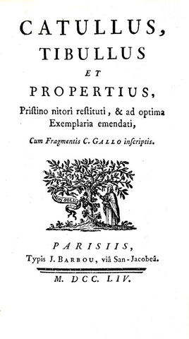 I carmi di Catullo, Tibullo e Properzio - Paris, Barbou 1754 (bella legatura e alcune tavole f.t.) I carmi di Catullo, Tibullo e Properzio - Paris, Barbou 1754 (bella legatura e alcune tavole f.t.)
