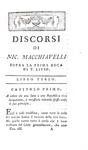 Niccol Machiavelli - Opere politiche (Discorsi sopra TIto Livio e il Principe) - Milano 1797