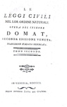 Jean Domat - Le leggi civili nel lor ordine naturale - Venezia, Zatta, 1802/04