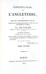 La costituzione inglese: Jean Louis de Lolme - Constitution de l'Angleterre - Paris 1822