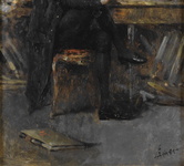 Temistocle Lamesi - Il libraio antiquario - circa 1910/20 (olio su tavola in acero)