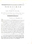 Simon Nicolas Linguet - Memoires sur la Bastille - Londres 1783 (prima edizione)