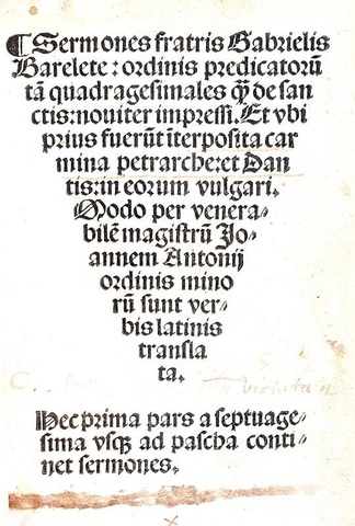 Gabriele Barletta, Sermones - Niccolò di Lira, Preceptorium 1505/24 (video)