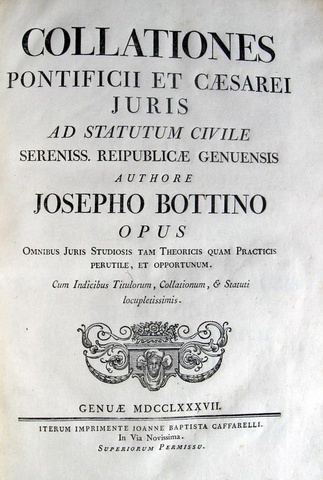 Statuti di Genova - edizione Bottino - 1787