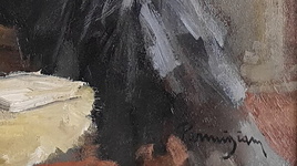 Aldo Parmigiani - Lettura - 1995 (olio su tavola lignea con autentica) Aldo Parmigiani - Lettura - 1995 (olio su tavola lignea con autentica)