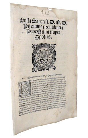 Bolla di papa Pio V sull'istituto dello spoglio - Roma, Blado 1567