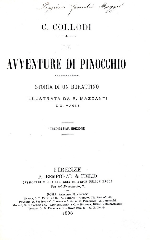 Collodi - Le avventure di Pinocchio. Storia di un burattino illustrata da E. Mazzanti - 1898 (raro) Collodi - Le avventure di Pinocchio. Storia di un burattino illustrata da E. Mazzanti - 1898 (raro)