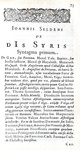 Storia delle religioni: John Selden - De dis Syris syntagmata - Elzevier 1629 (seconda edizione)