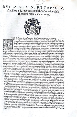 Bolla di Pio V sulla gestione della Fabbrica di San Pietro - Roma, Blado 1571