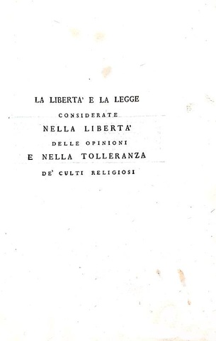 Palmieri - La libertà e la legge considerate nella libertà delle opinioni - 1798 (prima edizione)