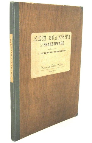 Sonetti di Shakespeare scelti e tradotti da Giuseppe Ungaretti - 1944 (rara prima edizione numerata)