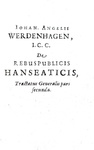 Il commercio nei Paesi Bassi: Werdenhagen - De rebus publicis Hanseaticis - 1630/31 (prima edizione)