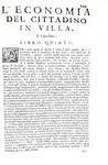 Agricoltura, enologia e gastronomia nel Seicento: Tanara - L'economia del cittadino in villa - 1761