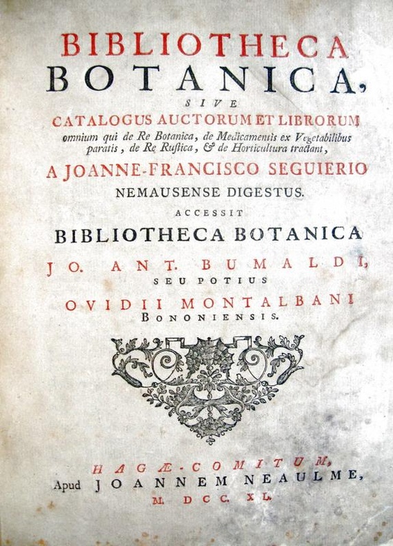 Jean Francois Seguier - Bibliotheca botanica - 1740