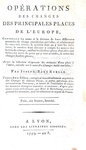 Piazze di cambio europee: Ruelle - Oprations des changes des principales places de l'Europe - 1799