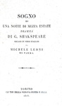 William Shakespeare - Sogno di una notte di mezza estate - Torino 1818 (prima edizione italiana)