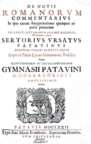 Trattato sulla lingua latina: Orsato - De notis romanorum commentarius - 1672 (rara prima edizione) Trattato sulla lingua latina: Orsato - De notis romanorum commentarius - 1672 (rara prima edizione)