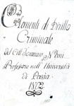 Tommaso Nani - Elementi di diritto criminale - Pavia - Manoscritto datato 1802