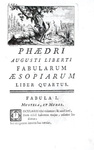 Le favole di Fedro: Phaedrus - Fabulae - Paris, Barbou 1754 (con numerose incisioni in rame)