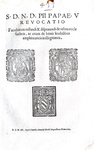 Bolla di Pio V che disciplina i testamenti - Roma, Blado 1571