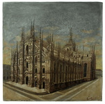 Giuseppe Gallizioli - Il Duomo di Milano - fine del XIX secolo (olio su tavola di cartone)