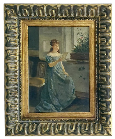 Eugenio Cabella - Giovane donna che legge. Studio sull'esempio di Giuseppe Sciuti (olio su tela)