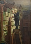 Carlo Spitzweg (after) - Der Bcherwurm (Il topo da biblioteca) - fine XIX secolo (olio su tavola)