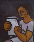 Tra futurismo e cubismo a Torino: Ugo Pozzo - Donna che legge - circa 1955/65 (olio su tela)