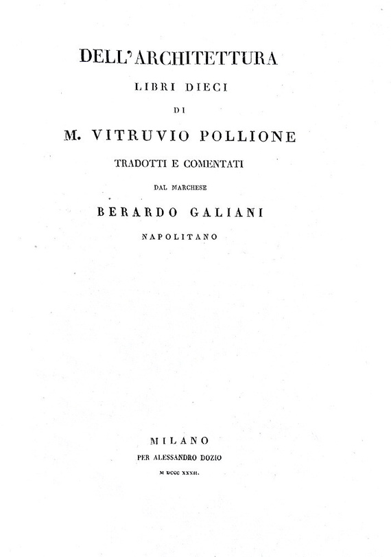 Vitruvio -Dell'architettura. Libri dieci - Milano, 1832 (legatura da amatore - con 29 belle tavole)