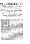 Saraina - Le historie e fatti de' Veronesi - Dell'origine et ampiezza della citt di Verona - 1586