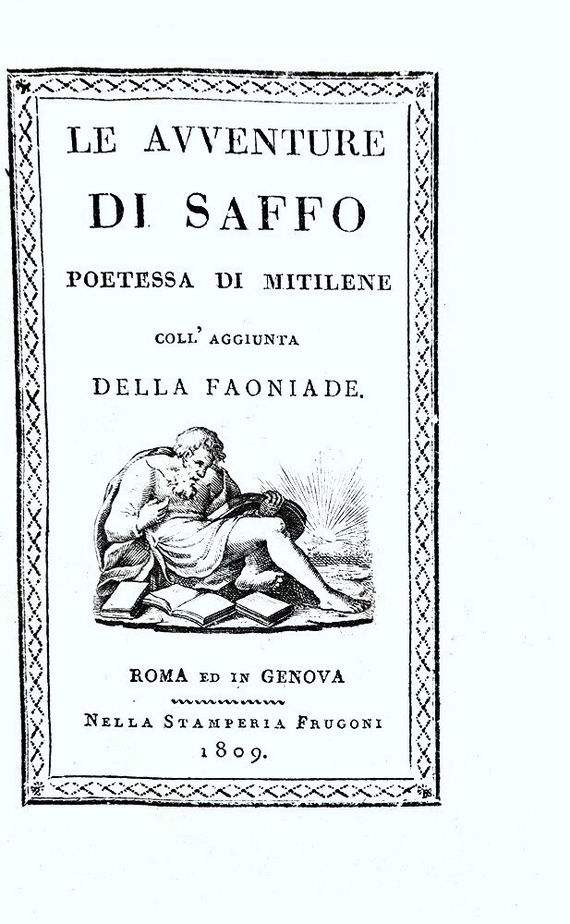 Alessandro Verri - Le avventure di Saffo, poetessa di Metilene - Roma 1809 (su carta azzurrina)