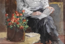 Aldo Parmigiani - Lettura - 1995 (olio su tavola lignea con autentica) Aldo Parmigiani - Lettura - 1995 (olio su tavola lignea con autentica)